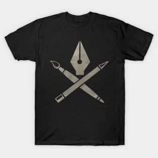 Art tools positioned to create Skull and Crossbones imagery T-Shirt